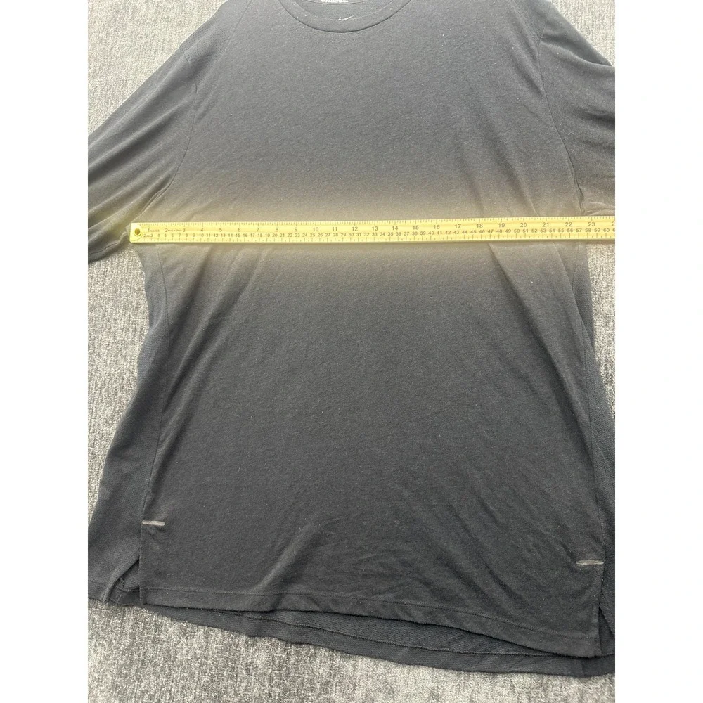 Nike Dri-Fit Basketball T-Shirt Mens 2XL Black‎ Swoosh Logo Long Sleeve Athletic